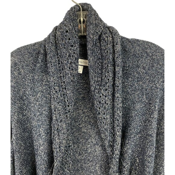 Charter Club Womens Size Large Blue Hooded Open Front Cardigan Sweater - Picture 3 of 8